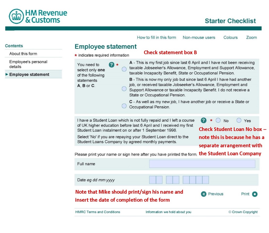 Pay As You Earn (PAYE) form starter checklist Low Tax